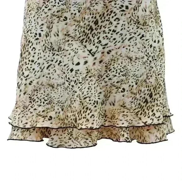 Briggs Y2K Animal Jaguar Print Knee Length Skirt w/Double Lettuce Hem Size Small - Picture 2 of 7